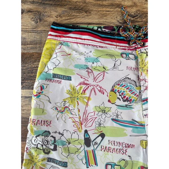 Robert Graham Mens Swim Trunks Board Shorts Polynesian Paradise Fish Size 38 - Picture 2 of 6